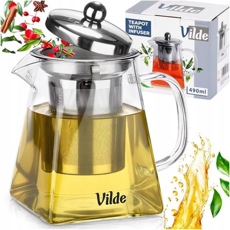 Tetera Vilde vidrio borosilicato 490 ml acero (1/3)