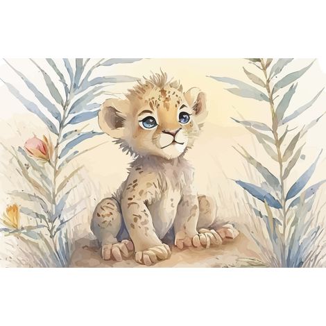 Papier peint panoramique Enfants - Lionceau - 130 cm x 84 cm (1/2)