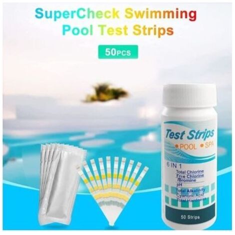 Kit d'outils pour Papier Test,Test pour Piscine,Test de Qualité d'eau,Bandelettes de Test pour Piscine,Papier Test de Qualité d'eau sur Chlore, PH (1/4)