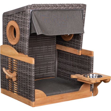 deVries Hundestrandkorb Knochenfinder Strandkorb Des. 464 PE stone grey 75x65x85 cm