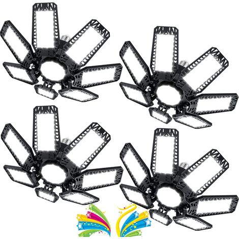 4 Pièces Eclairage LED Garage 200W, 7+1 Panneau Ajustables, 20000LM 6500K, Pour Atelier, Sous-sol, Entrepôt (1/5)