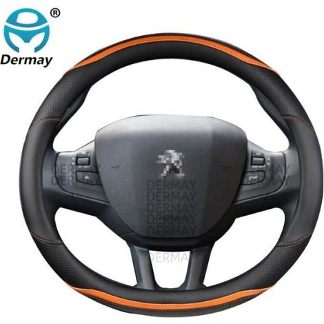 Housse de volant - Peugeot - 2008 - Fibre de carbone - PU cuir - Compatible 2013-2018 (1/4)
