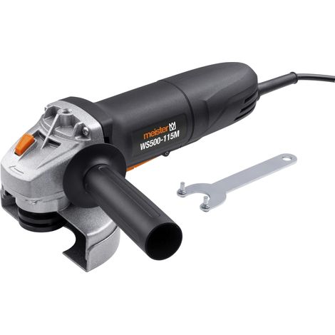 Meister Smerigliatrice angolare 500 W, WS500-115M – Diametro disco 115 mm – Blocco mandrino – Cappuccio di protezione regolabile – Maniglia supplementare/Smerigliatrice per calcestruzzo, pietra & (1/4)