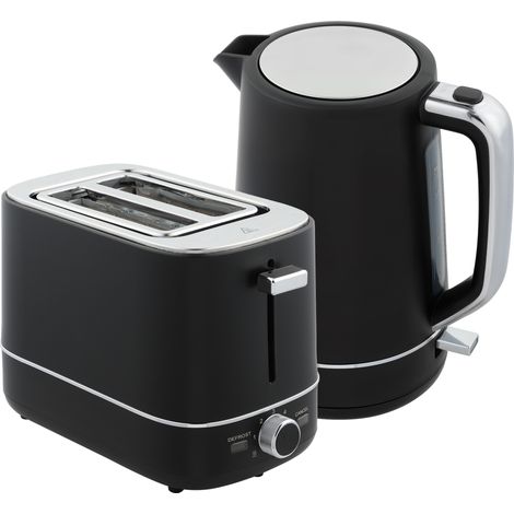 GagaSet bouilloire 1.7 L et grille-pain avec 6 niveaux de brunissage noir acier (1/5)