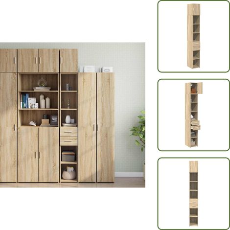 vidaXL Hochschrank Schmal Sonoma-Eiche 30x42,5x225 cm Holzwerkstoff (1/5)