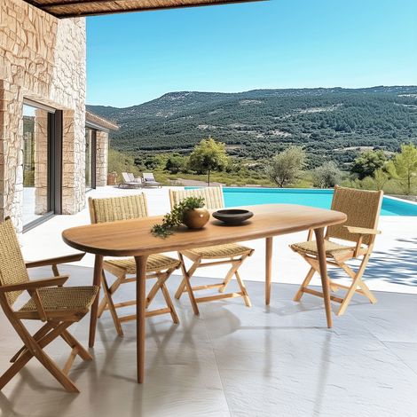 VICK - Table de jardin en bois d'Angélique huilé 200x90cm (1/5)