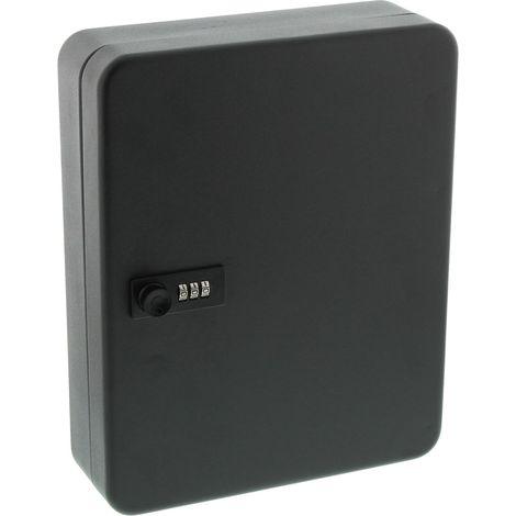 Lockable Key Box with Number Code, 36 Number Hooks, Key Cabinet KC 36 C, Sheet Steel, Matte Black (1/5)