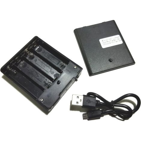 Prise USB Femelle Boîtier de 4 Piles AA, Décharge du Chargeur de Batterie 4AA, Alimentation de Secours par Batterie, Sortie 4,8 Volts / 6 Volts, avec on Off (USB Female Extension Cable)