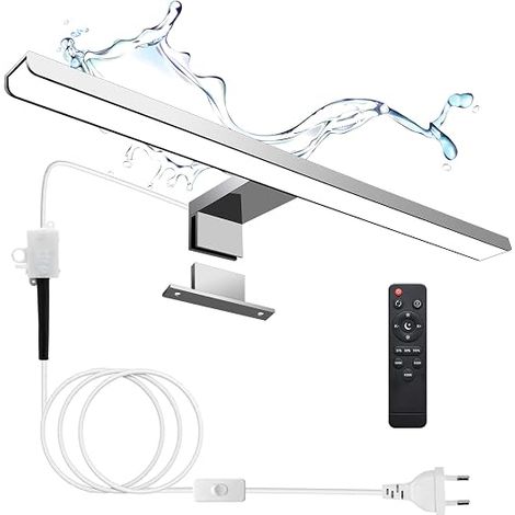 Lampe LED de salle de bain miroir avec interrupteur 12W 40cm 800LM IP44 Dimmable 3000-6500K Slim lumière de bain moderne avec télécommande (1/5)