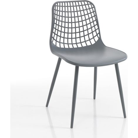 Oresteluchetta Set 4 sedie da Interno/Esterno EMMEL Grey, Polipropilene, Grigio, cm. H.80 x L.46 x P.55, 4 unità (1/3)
