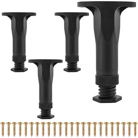 4 Pièces Pieds de Lit Réglable, Pieds de Meubles de Chambre à Coucher de 13,5-22,5 cm, Pieds de Meuble, Robuste Latte Centrale de Lit Pieds de Meubles pour Table Chaise Armoires(Noir)