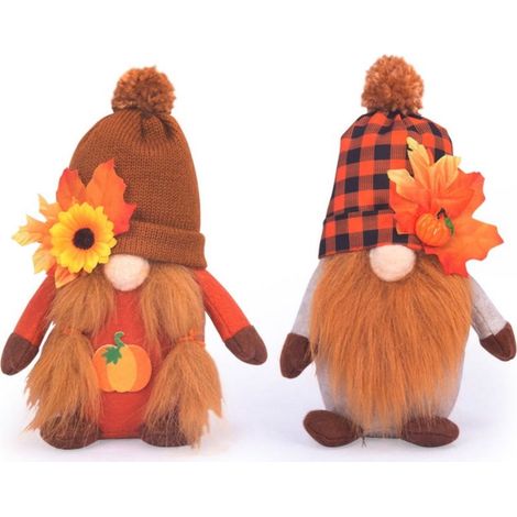 Gnome - Plush Decoration - Halloween Christmas Home Table Ornament - 2 Pieces - 15 x 9 x 26 cm - Polyester Fiber Fill - Sand-Weighted Base (1/5)