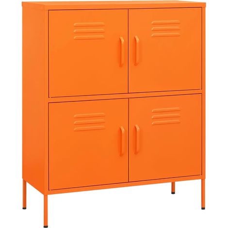Armadio portaoggetti 80 x 35 x 101 cm con 2 ripiani regolabili design moderno in acciaio arancione 020046829
