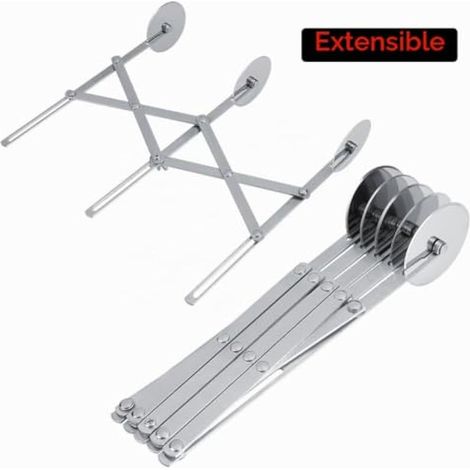 Couteau Escamotable Multi-roue de Pizza d'acier Inoxydable, Couteau R¨tractable Multifonctionnel, -pate Diviseur Antiadh¨sif, Outils ¨¤ Rouleaux Lat¨raux pour Biscuits Gateau(5 Roues) (1/3)