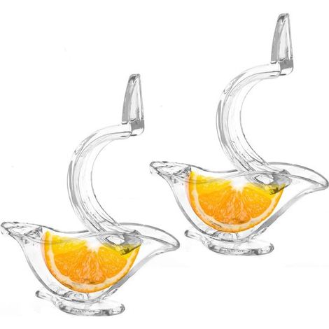Set di 2 spremiagrumi manuali, pressa per frutta portatile in plastica, pratica pressa a forma di uccello per arance, lime e melograni. (1/5)