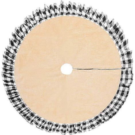 Jupe de sapin de Noël de 122 cm avec bordure en lin à carreaux de buffle (1/5)