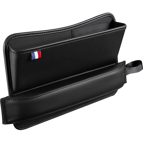 (Noir) Boîte de rangement multifonctionnelle en cuir pour siège auto, bouchon de rangement pour fente, support de téléphone, organisateur, accessoires de décoration intérieure (1/5)