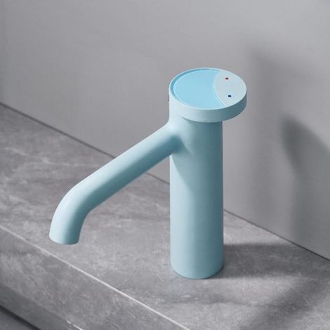 Blue brass basin tap, hot and cold water mixer, single hole, modern design and easy installation