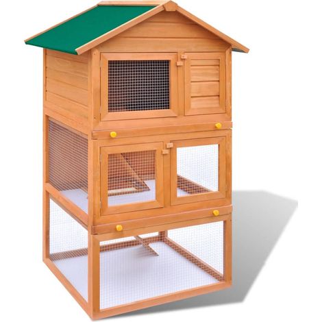 Outdoor Rabbit Hutch Wooden Cage 3 Layers vidaXL (1/5)