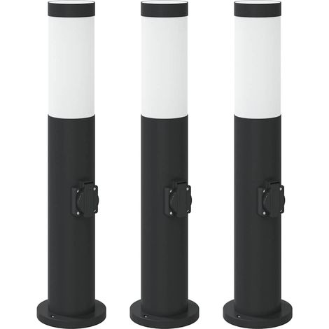 Bornes lumineuses avec sortie lot de 3 50 cm acier inoxydable IP44 vidaXL (1/5)