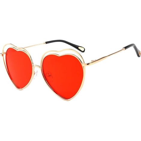 Lunettes de soleil tendance en forme de cœur creux pour femmes, monture en métal double cœur, protection UV400 (1/5)