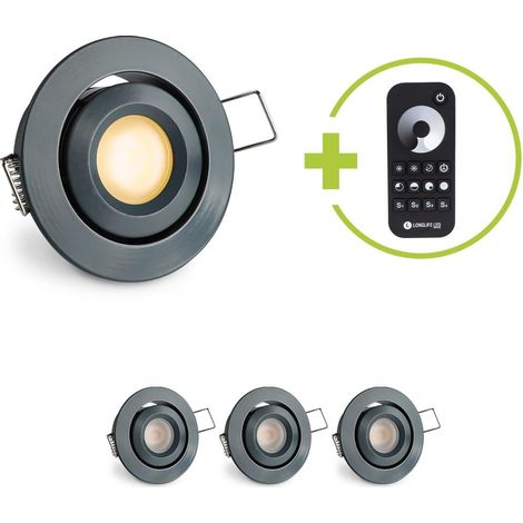 Einbaustrahler Mini schwenkbar Matera 3W 2700K IP44 - Farbe: anthrazit RAL 7016 - Anzahl: 4x