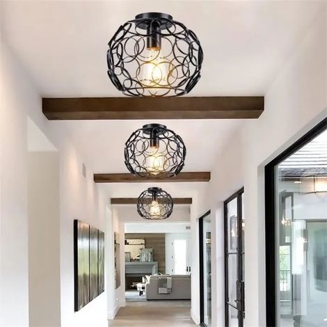 3pcs Plafonnier Industriel,Plafonnier Moderne Vintage en Fer Cage Style Edison pour Salon Chambre (1/4)