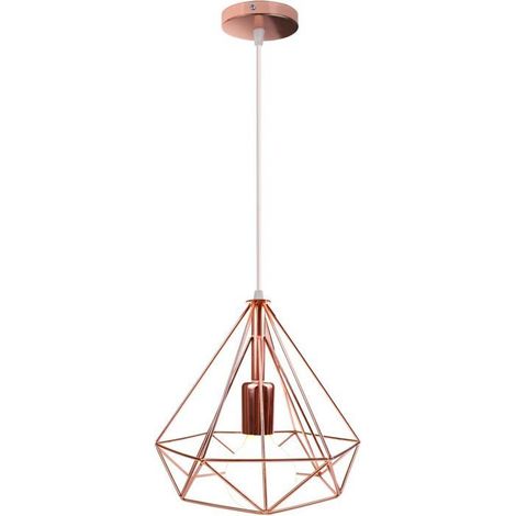 Suspension rétro 1 pièce Fer forgé Design cage à diamants Salon, cuisine, chambre Or rose 25 (1/5)