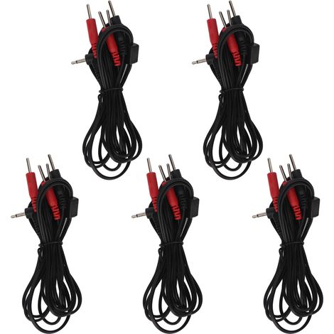 Câble d'électrode 2,5 mm avec fiche droite 4 en 1 pour massager, lot de 5 pièces (1,4 m) (1/5)