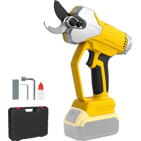 Sécateur Électrique Sans Fil pour 18V/20V, max 35 mm Moteur sans balais Sécateur à branches avec compteur de coupe LCD, interrupteur de sécurité pour jardiniers, producteurs de fruits (1/5)