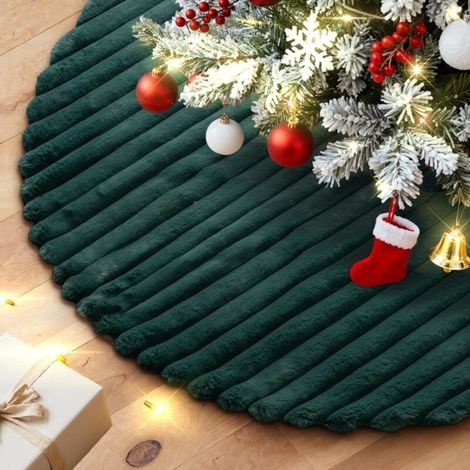 Jupe de Sapin de Noël 90cm Tapis de Sapin de Noel, Grande Cache Pied Sapin de Noël Couvre-Pied de Sapin Jupe d'arbre pour Décoration d'intérieur pour fêtes d'hiver (Vert) (1/5)
