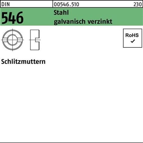 Ecrou fendu DIN 546 M16 acier galv. 250 pièces