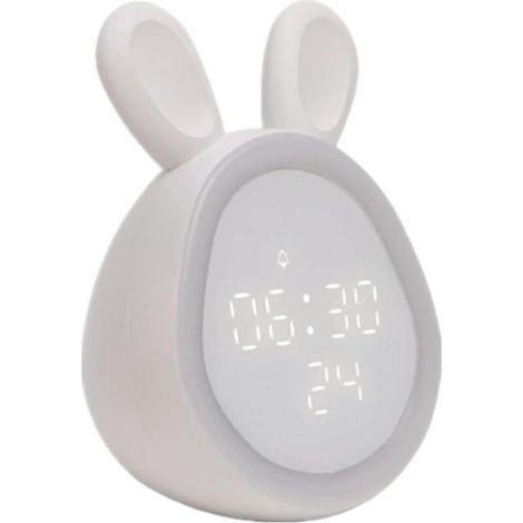 ZOLGINAH Réveil lumineux pour enfant - Sans tic-tac - Mignon - Réveil pour enfant - Fonction snooze - Veilleuse programmée - Réveil LED pour fille et garçon - Blanc