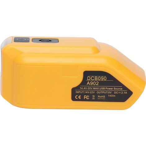 Akku-Adapter-Konverter Gelbes Netzteil mit LED-Leuchte und Dual-USB für DCB127 DC12V (1/5)
