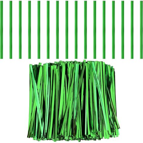750 Liens Torsadés Métalliques - Lot de 750 - Fil Acier et Plastique - Fermeture Flexible pour Sachets - Boulangerie Fêtes Cadeaux - 10cm Vert (1/5)