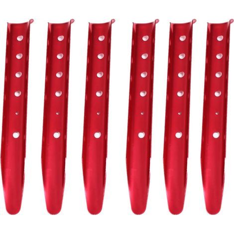 lot de 6 piquets de tente pour neige et sable -Léger pour le camping, la randonnée et le trekking (rouge) (1/4)