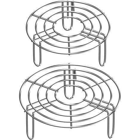 Rejilla de vapor de acero inoxidable de 2 piezas, rejilla redonda para cocinar, soporte para olla a presión, rejilla para cocinar al vapor, rejillas de refrigeración para sartenes (1/5)