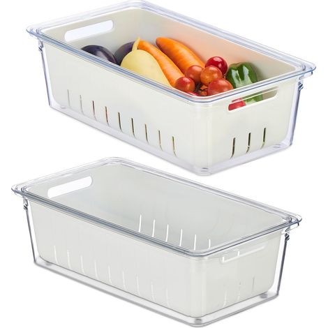Organizador de refrigerador con cesta de drenaje extraíble