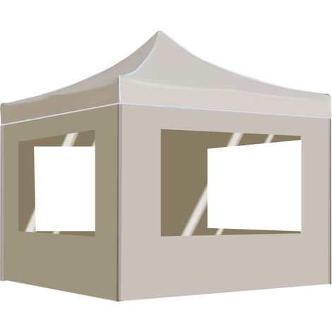 Profi-Partyzelt Faltbar mit Wänden Aluminium 3x3 m Creme