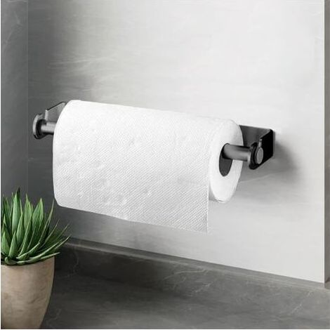 (28cm Noir).Derouleur Essuie Tout, Devidoir Porte Essuie Tout Mural, Porte Sopalin Mural Acier Inoxydable Porte Rouleau Papier Support Essuie Tout Supports pour Papier pour Cuisine Salle De Bai (1/5)