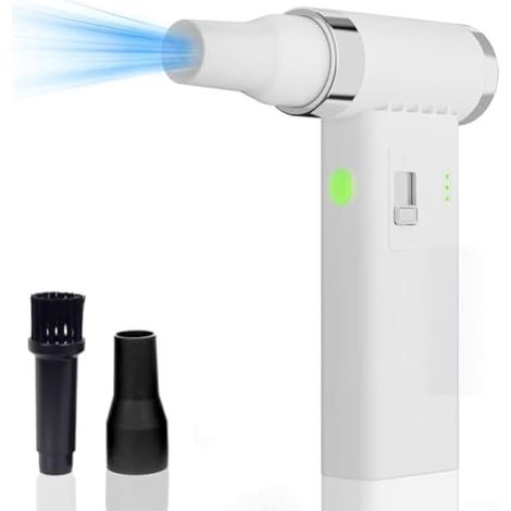 Plumeau d'air inalámbrico avec double batterie avec contrôle de vitesse réglable pour s'adapter à différents accessoires de nettoyage (blanc) (1/5)