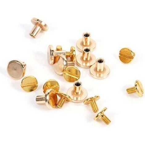 10 Ensembles 5/6.5 / 8mm en Laiton Massif Rivets à les en Cuir Artisanat Ceinture Plate vis en Laiton Solide Rivets tête de Goujon pour Bricolage décoration en Cuir Reliure(8mm)