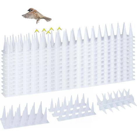 Pics anti-oiseaux 4,5 cm (12 pièces) noirs, répulsifs en plastique pour l'extérieur, éloignent les oiseaux, les pigeons, les pics, les écureuils, les ratons laveurs et les chats des patios, toits, reb (1/5)