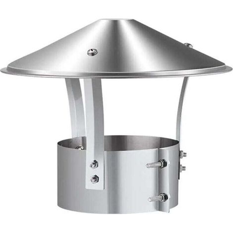 Chapeau de cheminée, échappement en acier inoxydable, tuyau d'échappement, cheminée extérieure (argent brillant) (1/5)