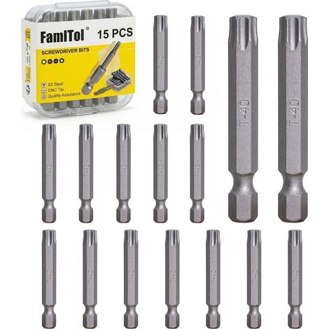 15 Pièces T40 Embout Torx 50 mm Embouts de Vissage Magnétiques en Acier S2 pour Outils Électriques Électronique Appareils Ménagers et Réparation Automobile (1/5)