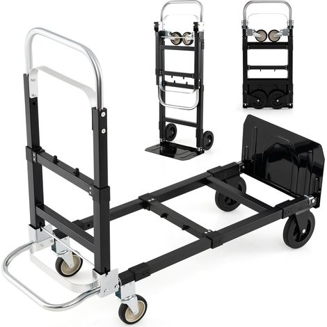 Schwerlast-Klappwagen, 3-in-1, verstellbarer Griff, Schwarz