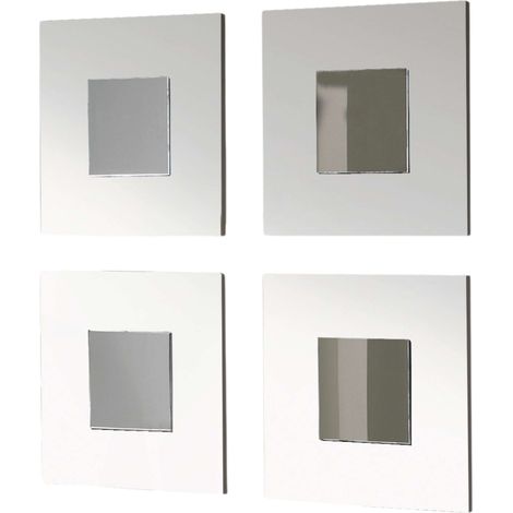 Juego De Cuatro Espejos Lupe Estilo Moderno Color Blanco 45x45x2 cm