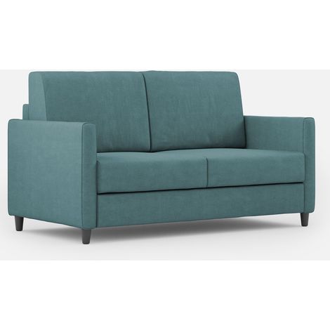 Canapé droit moderne italien tissu bleu pétrole Korane - 3 tailles-Taille 138 cm (1/5)
