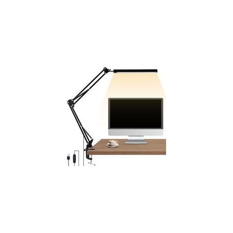 Lampe de Bureau LED 3 Modes et 10 Niveaux, 1700LM, Design à Pince, Lumiere Bureau sans Scintillement, Lampe Architecte Moderne, Idéale pour Lecture, Maquillage, Travail, Étude et Brico (1/5)