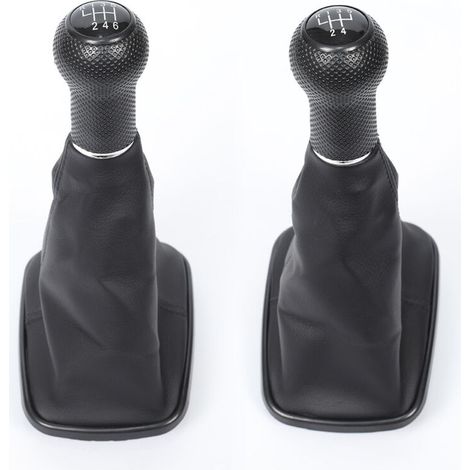 Convient pour Bora Golf 4 : cache-poussière de sélecteur en cuir noir, levier de vitesses, pommeau de sélecteur, câble noir, bague noire, grand trou, 5 vitesses, un jeu, cache-poussière de sélecteur e